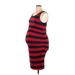 Isabel Maternity Casual Dress: Red Stripes Dresses - Women's Size X-Large