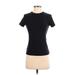 J. McLaughlin Short Sleeve T-Shirt: Black Jacquard Tops - Women's Size X-Small