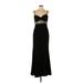 Fame And Partners Cocktail Dress - A-Line Plunge Sleeveless: Black Solid Dresses - Women's Size 12