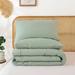 Ebern Designs Jannet superfiber quilt set all seasons plain color three-piece set /Polyfill/Microfiber in Green/Blue | Wayfair