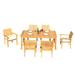 7 PC A Grade Outdoor Patio Teak Dining Set - 71 Rectangle Table & 6 Naples Stacking Arm Chairs