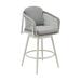 Rhodes Outdoor Patio Swivel Counter Stool in Aluminum with Light Gray Rope and Cushions