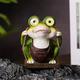 Harpi Solar Garden Lights - Frog Figurine Garden Decor Resin Hanging Swing Frog Sculpture with Solar LED Lights Housewarming Gifts for Outdoor Decorations Garden Patio Yard Ornament