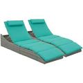 YZboomLife Folding Pool Lounge Chair Outdoor Adjustable Chaise Lounge Chair Fully Assembled Patio Reclining Sun Lounger Turquoise