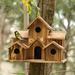VOAVEKE Bird Feeders Wooden Hummingbird Birdhouse Solid Wood Birdhouse Ornament Rustic Outdoor Birdhouse Cottage Style Gardening Hanging Bird Feeder