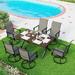 durable 9 Pieces Patio Dining Set Rectangular Expandable Black Metal Table with 10 Padded Textilene Fabric Swivel Chairs Outdoor Furniture Set for Garden Poolside Backyard Porch
