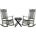 Outdoor Patio Rocking Chair Set 3 Piece 2 Rockers And 1 Small Foldable Side Table Porch Bistro Furniture Black