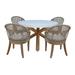 Outdoor 5 Piece Teak Patio Furniture Set with a Round Table and 4 Chairs