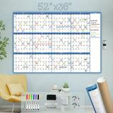 Large Dry Erase Wall Calendar - 52 x36 - Blank Undated Yearly Calendar - Whiteboard Premium Laminated Planner - Reusable Laminated Office Jumbo 12 Months Calendar