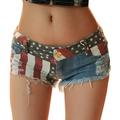 Women America Flag Denim Jeans Low Waist Hole Pockets Mini Shorts Pants Jeans Swimsuit Bottoms for Women Shorts Overall Shorts for Women plus Size Women Bike Shorts Women s Casual Shorts 7 Inseam