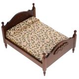 Doll House Furniture Bed Sets Twin Dollhouse Queen Mini Double Kit Wooden Double-bed Model