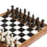 Luxury & Decorative Wooden YPF5 Chess Set Walnut Leather Chess Board with Weighted Chess Pieces Unique Deluxe Wooden Chess Gifts for Board Game Lovers Handmade Chess Set with Storage