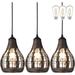 1 Chandelier Light Fixture 3 Pack Mini 1 Pendant Lights Kitchen Island 1 Light Fixture Retro Wicker Pendant Light 1 for Dining Room Hallway Kitchen Island Foyer(Bulb Incl.)