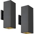 Outdoor Wall Lights Modern Outdoor Wall Sconces Aluminum Waterproof 13 Rectangular Porch Light Up and Down Lighting for Outdoor Wall Mount Black Set of 2