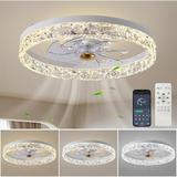 2024 Upgraded Caxsrfyk Ceiling Fan 3098 White Ceiling Fans with Lights App & Remote Control 6 Wind Speeds Modern Ceiling Fan Timing & 3 Led Color Led Ceiling Fan for Bedroom Living Room Small Room
