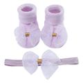 Toddler Baby Girls Boys Socks Children Kids Soft Bottom Shoes Bowkot Princess Floor 1Pc + 1Pc Bow Hairband Socks for Boys Girls Size 0-6 Months