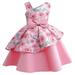 HBYJLZYG Sleeveless Dress For Girls Toddler Satin Bowknot Flower Printed Decoration Birthday Party Gown Long Dresses 2-10 Years