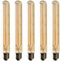 Lot de 5 Ampoules T225 Long Tube, Filament led Edison, 6W Culot E27 Blanc Chaud, Verre Ambré Pour