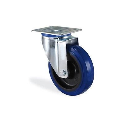 Roulette pivotante caoutchouc bleu elastique diamètre 150mm charge 200kg