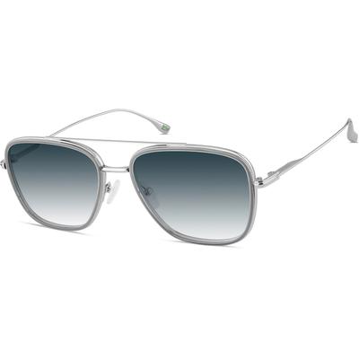 Zenni Men's Aviator Rx Sunglasses Gray Recycled Metal + Bio-Base Full Rim Frame