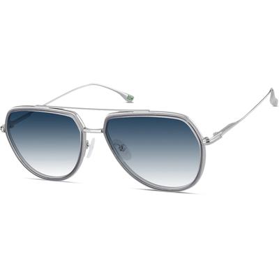 Zenni Men's Aviator Rx Sunglasses Gray Recycled Metal + Bio-Base Full Rim Frame