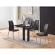 Meridian 4-Seater Black Glass and Black High Gloss Dining Table with 4 Modalux Black Faux Leather Chairs - Black - Furnizone Uk