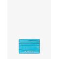 Michael Kors Jet Set Small Crocodile Embossed Leather Card Case Blue One Size