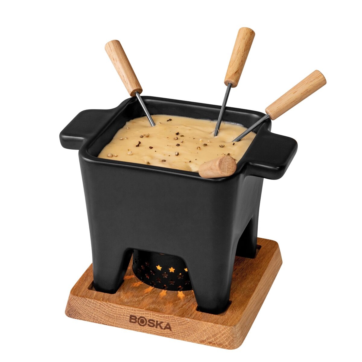 Boska Tapas Fondue Nero L - Käsefonue - Kleines Fondueset - Für Käsefondue & Saucen - Mit Teelicht - Spülmaschinenfest - 600 ml - Für 3 bis 4 Personen Image