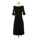 Talbots Casual Dress - A-Line: Black Solid Dresses - Women's Size 4 Petite