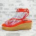 Nine West Shoes | New Nine West Womens Alexx3 Strappy Platform Casual Wedge Sandals Shoes I472 | Color: Orange/Red | Size: 7