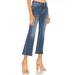 Free People Jeans | Free People Rita Crop Flare Jeans 27 Mid-Rise Raw Frayed Hem Stretch Medium Wash | Color: Blue | Size: 27