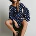 Free People Dresses | Free People White Polka Dot Baby Doll Dress Tunic Top Bell Sleeves S | Color: Blue/Gray | Size: S