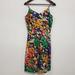 J. Crew Dresses | J Crew Womens Silk Brushstroke Dress Size 8 Multicolor Abstract Floral V Neck | Color: Red/Yellow | Size: 8