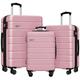 KEYTAN Explorer Light Weight Hardside Expandable Luggage Spinner Wheels Suitcase W/TSA Lock, Pink, 3 Piece Set, Explorer Luggage Light Weight Luggage Hardside Expandable Luggage Spinner Wheels