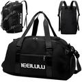 IEEILULU 45L Large Sports Bag with Shoe Compartment, Wet Compartment and Backpack Function, Waterproof Gym Bag, Black, 45L di Borsa Sportiva con Funzione di Zaino, Sports bag with shoe compartment,