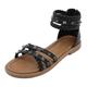 Women's Ankle Strap Wedges Sandals for Women Summer Flat Sandals Comfortable Low Wedge Sandals Open Toe Sandals,black,4 UK
