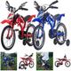 BSTSEL 12"/16" Kids Bike Boys Motocross Bike Kids Dazzling Motorcycle Bike Simulated Motorbike Sound Boys Bicycle Gift With Removable Stabilisers Wheels For Ages 2-8 Years Old (Black Red, 18inch)