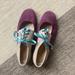 Anthropologie Shoes | Anthropologie Suede Tie Front Flat Oxford Shoes | Color: Purple/Tan | Size: 9