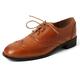 MJIASIAWA Square Toe Oxfords Lace Up Women Brogue Low Heel Pumps Mens Business Work Derby Vintage Office Shoes Brown Size 7 UK/41 Asian