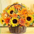 Sunflowers in a woven basket - 1000 piece wooden puzzle - brain teaser game for adults