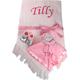 Personalised Baby Girl's Pink Shawl Blanket, 3D Teddy Comforter & Sock Booties Gift Set