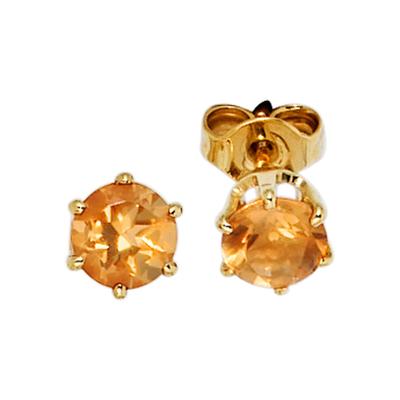 Paar Ohrstecker JOBO, gelb (gelbgold 585), Ohrringe, Damen, Gelbgold 585, rund 585 Gold mit Citrin Image