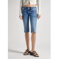 Slim-fit-Jeans PEPE JEANS "Shorts SLIM CROP LW" Gr. 27, N-Gr, blau (med blue) Damen Jeans Röhrenjeans