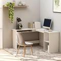 Lechnical L-Shaped Corner Desk White 120x140x75 cm Engineered Wood,Corner Desk,Computer Workstation,Gaming Desk Home Office Desk PC Laptop Table(SPU:800747)