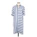 Caslon Casual Dress - Shirtdress: Blue Stripes Dresses - Women's Size Medium