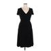 Jones New York Casual Dress - Wrap: Black Solid Dresses - Women's Size 14