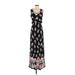 Trixxi Casual Dress - Maxi Scoop Neck Sleeveless: Black Floral Motif Dresses - Women's Size Small