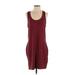 Hot Kiss Casual Dress - Shift: Burgundy Solid Dresses - Women's Size X-Small