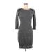 A. Byer Casual Dress - Sweater Dress: Gray Marled Dresses - Women's Size Medium