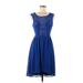 Ya Los Angeles Casual Dress - Fit & Flare: Blue Dresses - Women's Size Medium